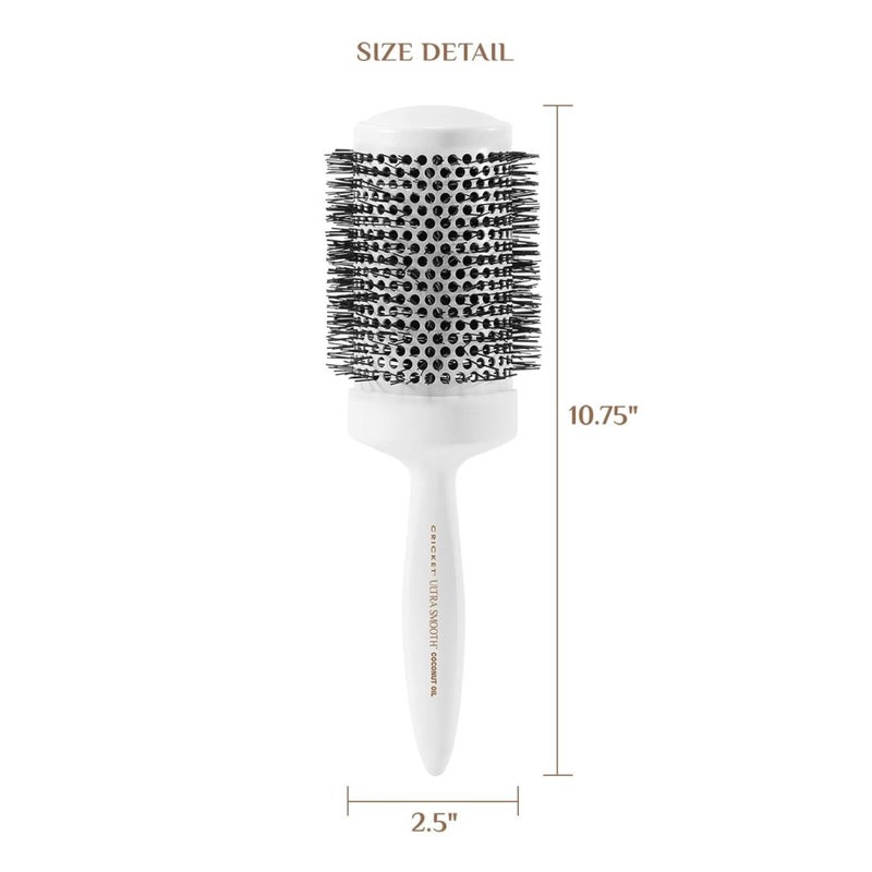 Cricket Ultra Smooth Coconut Thermal Hair Brush – 2.5” Ceramic Barrel, Coconut Oil and Keratin-Infused, Anti-Static Heat-Resistant Bristles, Textured Handle for Styling All Hair Types - Image 3